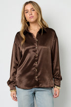 Tessuto Fibra di Poliestere Camicia Donna Casual Colore Puro Base