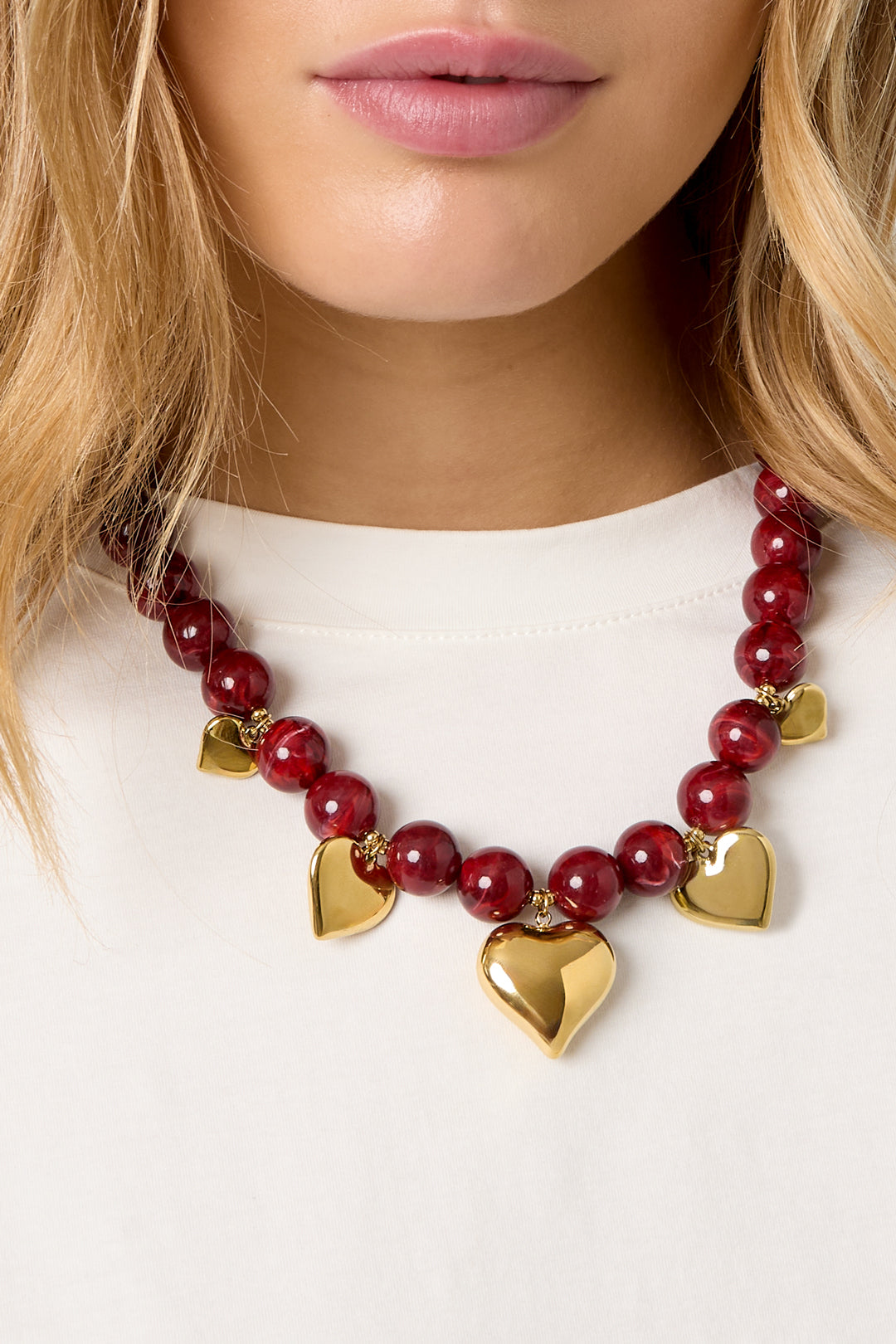 Collane con perline acriliche a forma di cuore, casual, quotidiane, serie etnica, gioielli da donna