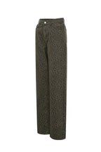 Cotone Tessuto Pantaloni Dritti Donna Stampa Leopardo Autunno/Inverno