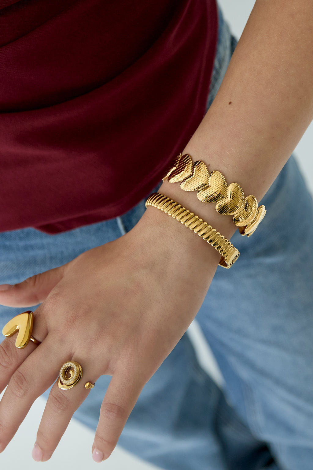 Bracciale con cuori a righe