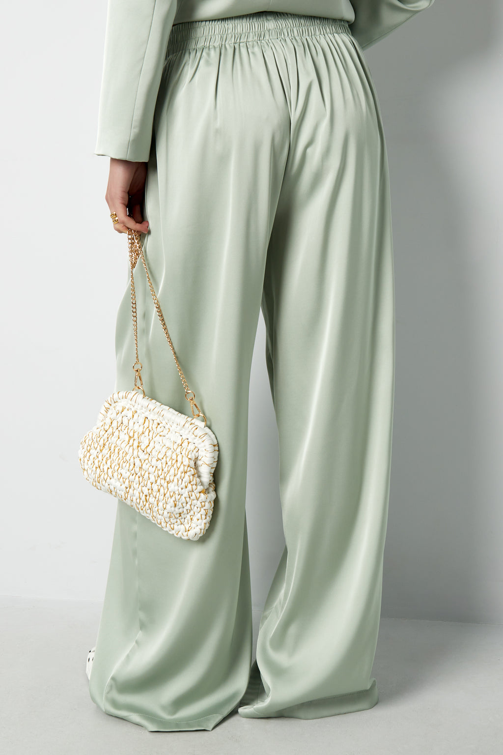 Tessuto Fibra di Poliestere Donna Pantaloni Dritti Casual Colore Puro