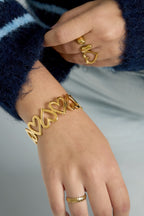 Braccialetti con polsino in acciaio inossidabile, serie casual e semplice, gioielli da donna