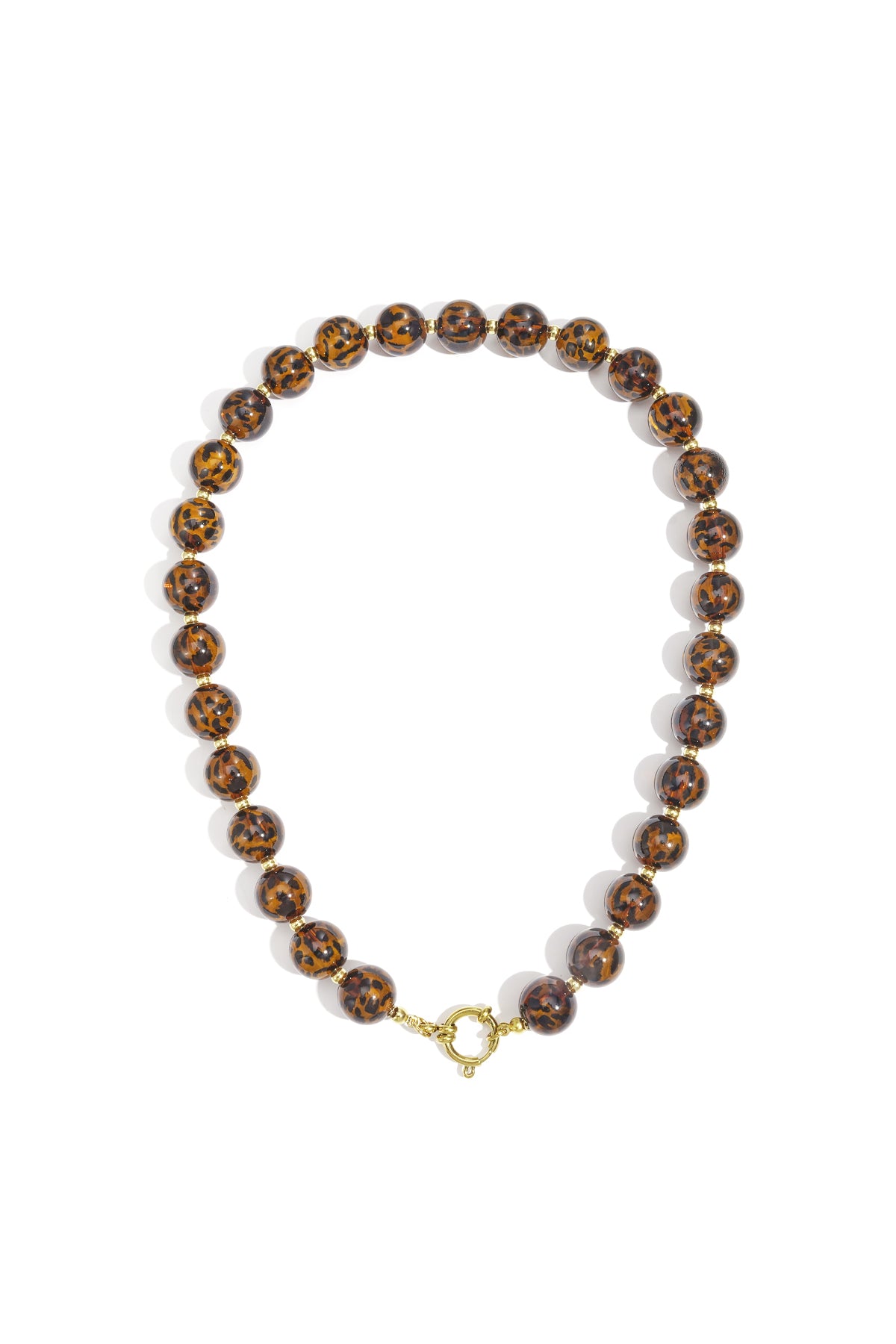 Collane con perline in acrilico, stampa leopardata, retrò, serie classica quotidiana, gioielli da donna - 14 mm