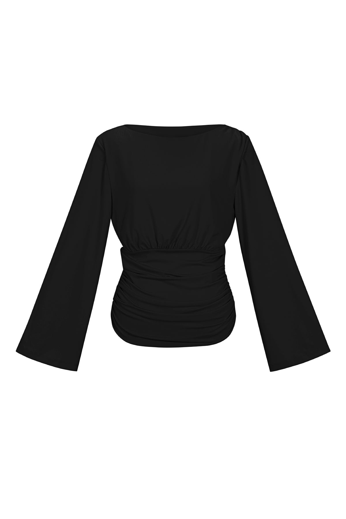 Top a maniche lunghe in fibra di poliestere (poliestere) tinta unita, elegante, vestibilità perfetta.