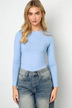 Maglia in Nylon Intrecciato Donna Maniche Lunghe Base Colore Puro