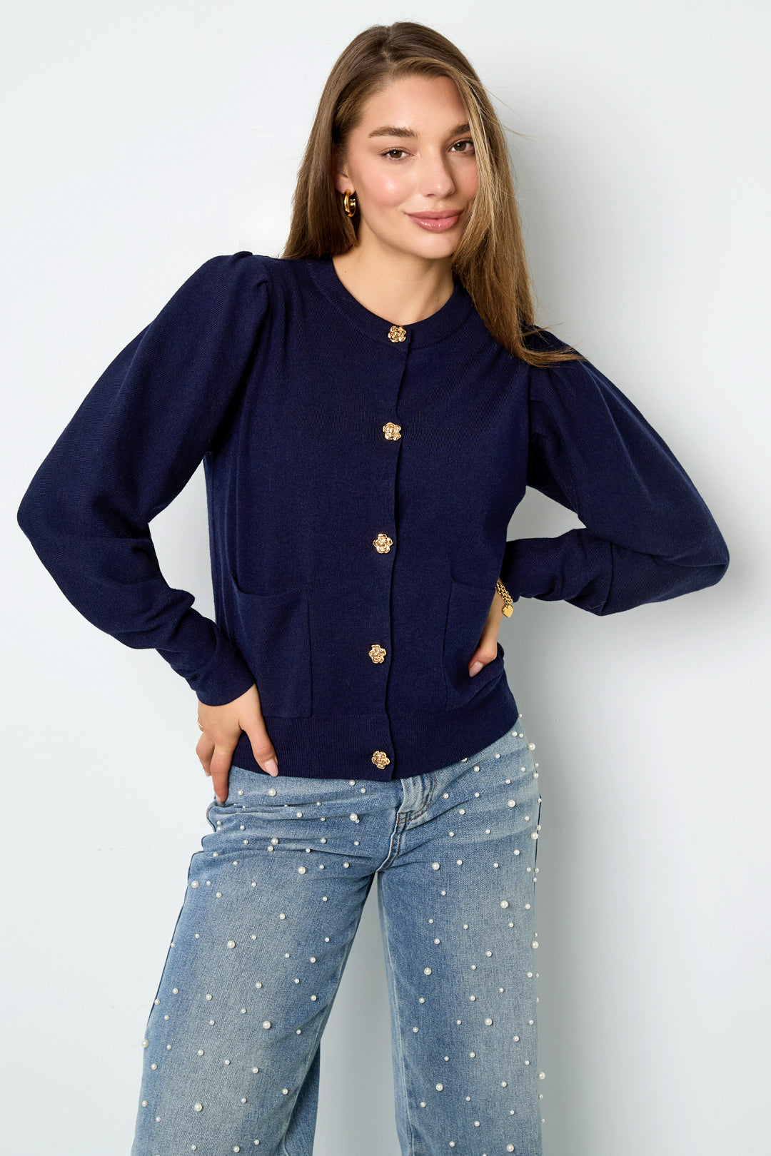 Cardigan di Viscosa Intrecciata Donna Autunno/Inverno Casual Colore Solido