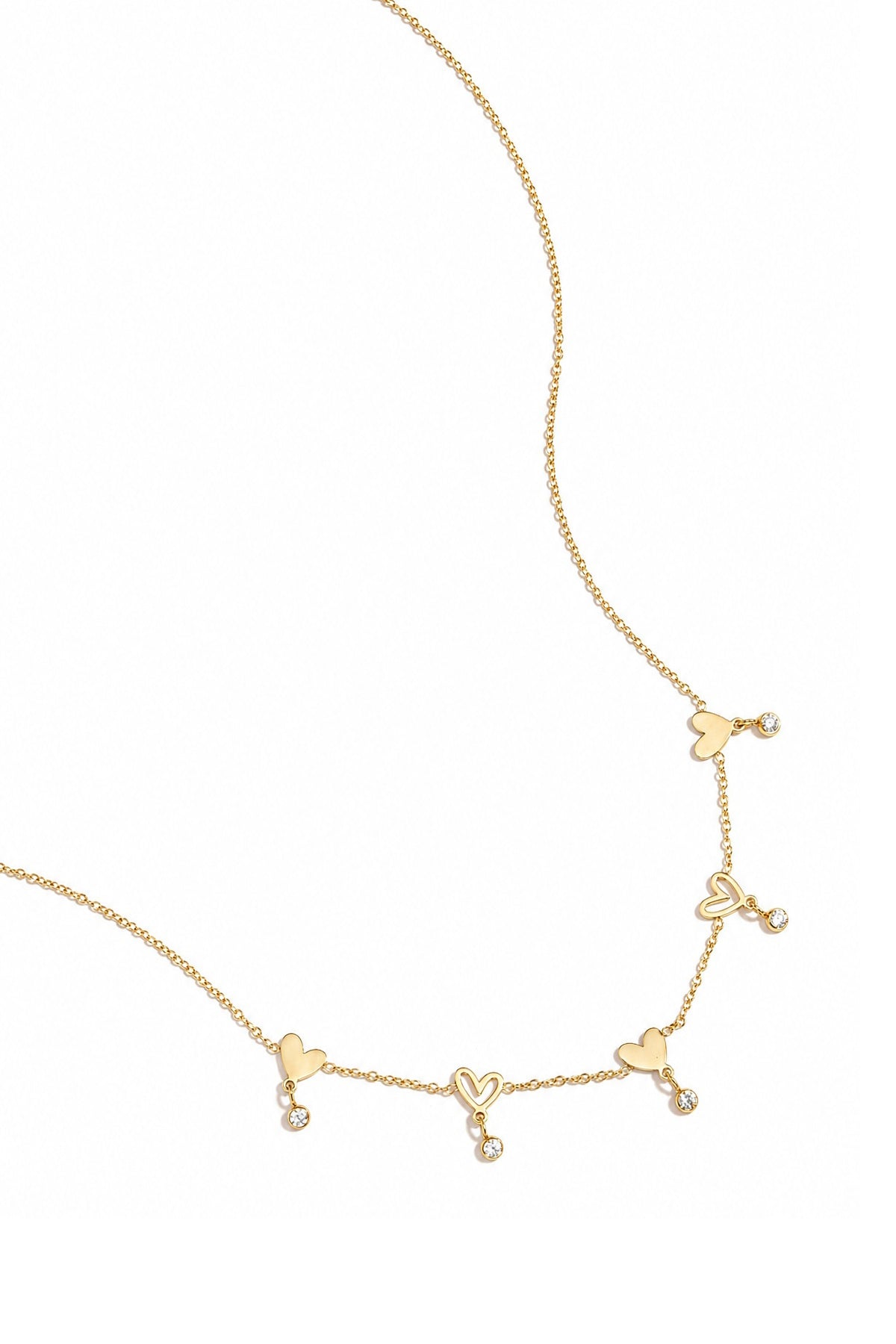 Collana con cuori alternati e pietre pendenti