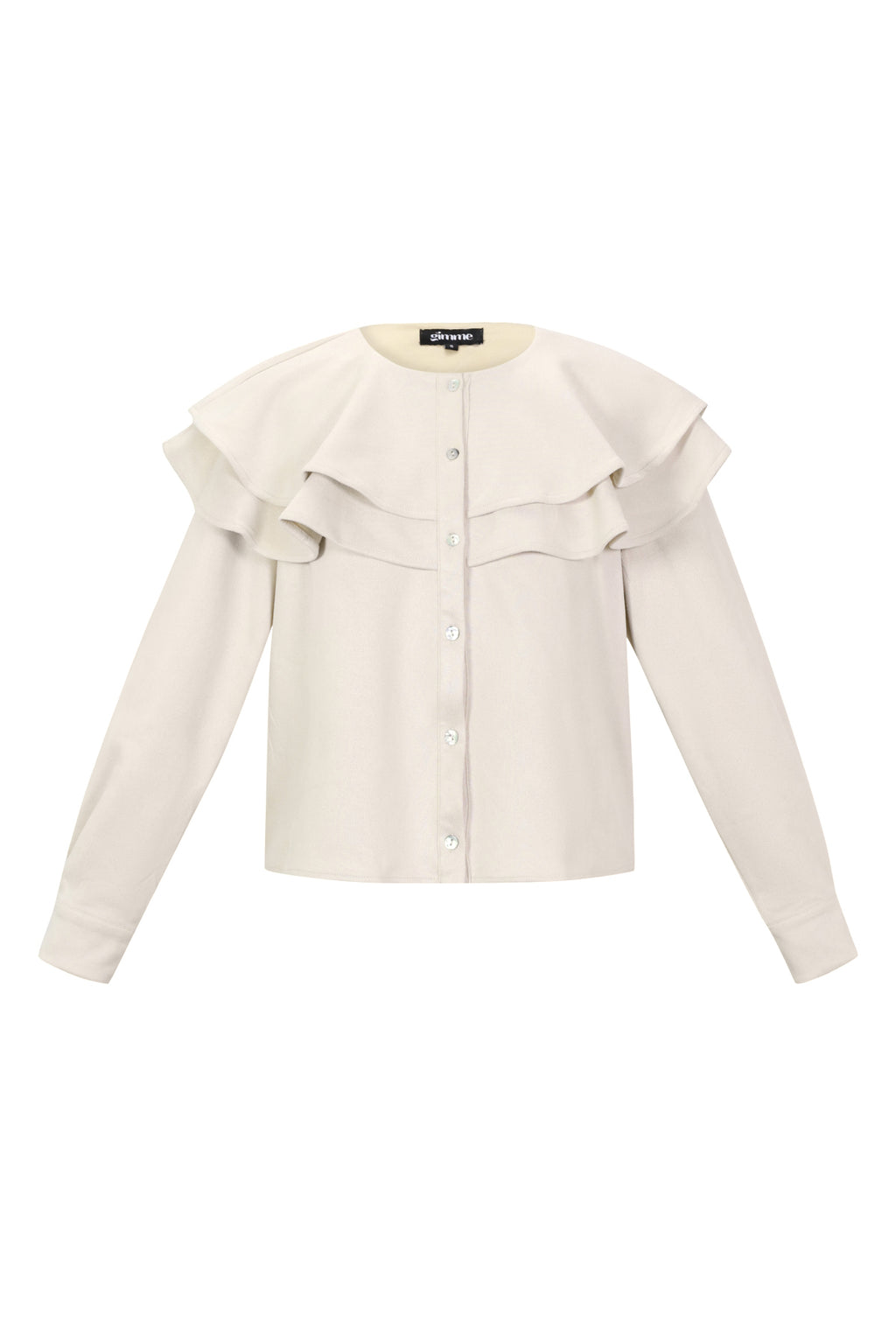Woven Polyester Fiber Donna Blusa Elegant Ruffle Trim