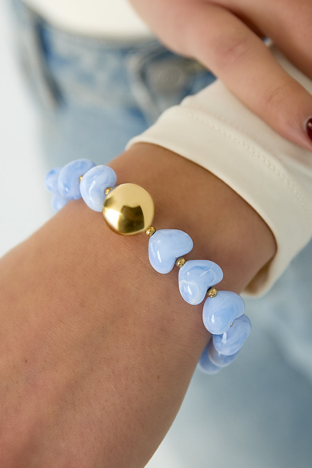 Bracciale statement con perline a forma di cuore
