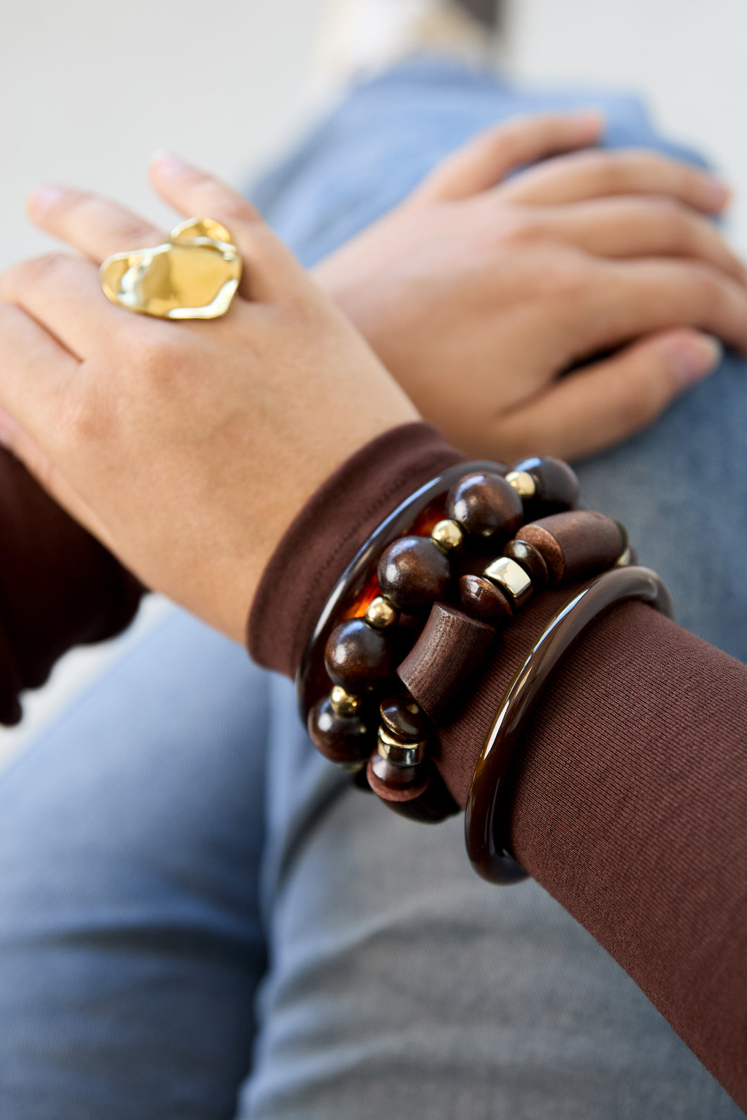 Braccialetti con perline di legno, perline, serie Retro Daily Simple, gioielli da donna