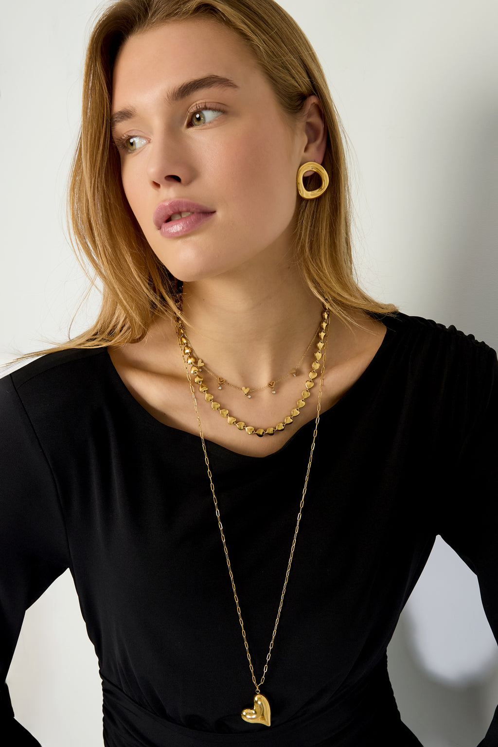 Collane a catena in acciaio inossidabile con cuore, casual, quotidiane, semplici, gioielli da donna