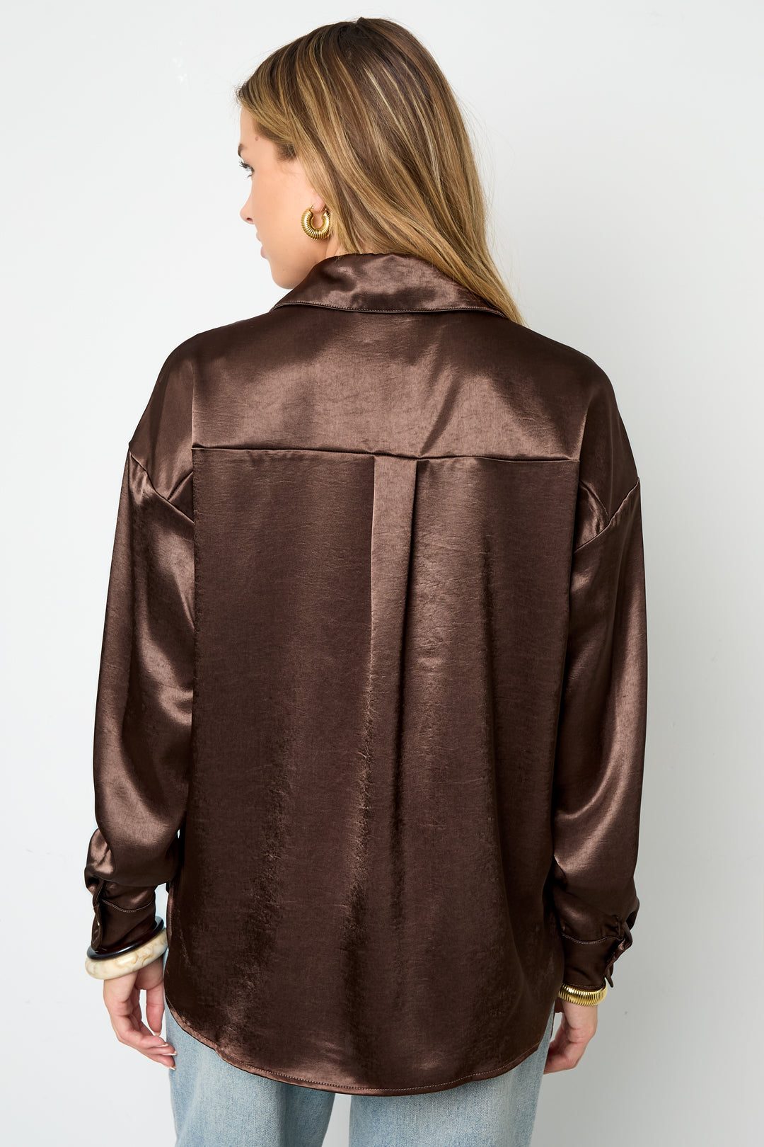 Tessuto Fibra di Poliestere Camicia Donna Casual Colore Puro Base