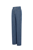 Cotone Tessuto Pantaloni Dritti Donna Casual Righe