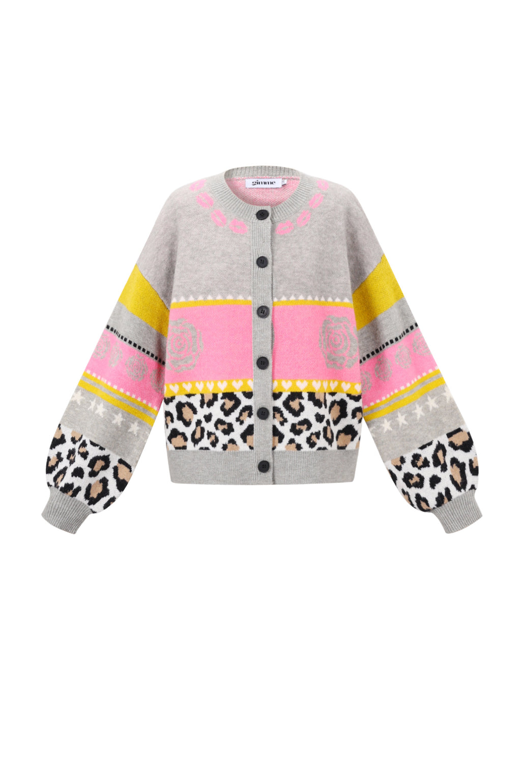 Cardigan Donna in Fibra di Poliestere lavorata a maglia Stile Casual con Stampa Floreale