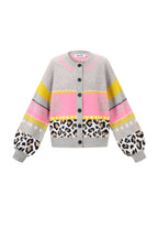 Cardigan Donna in Fibra di Poliestere lavorata a maglia Stile Casual con Stampa Floreale