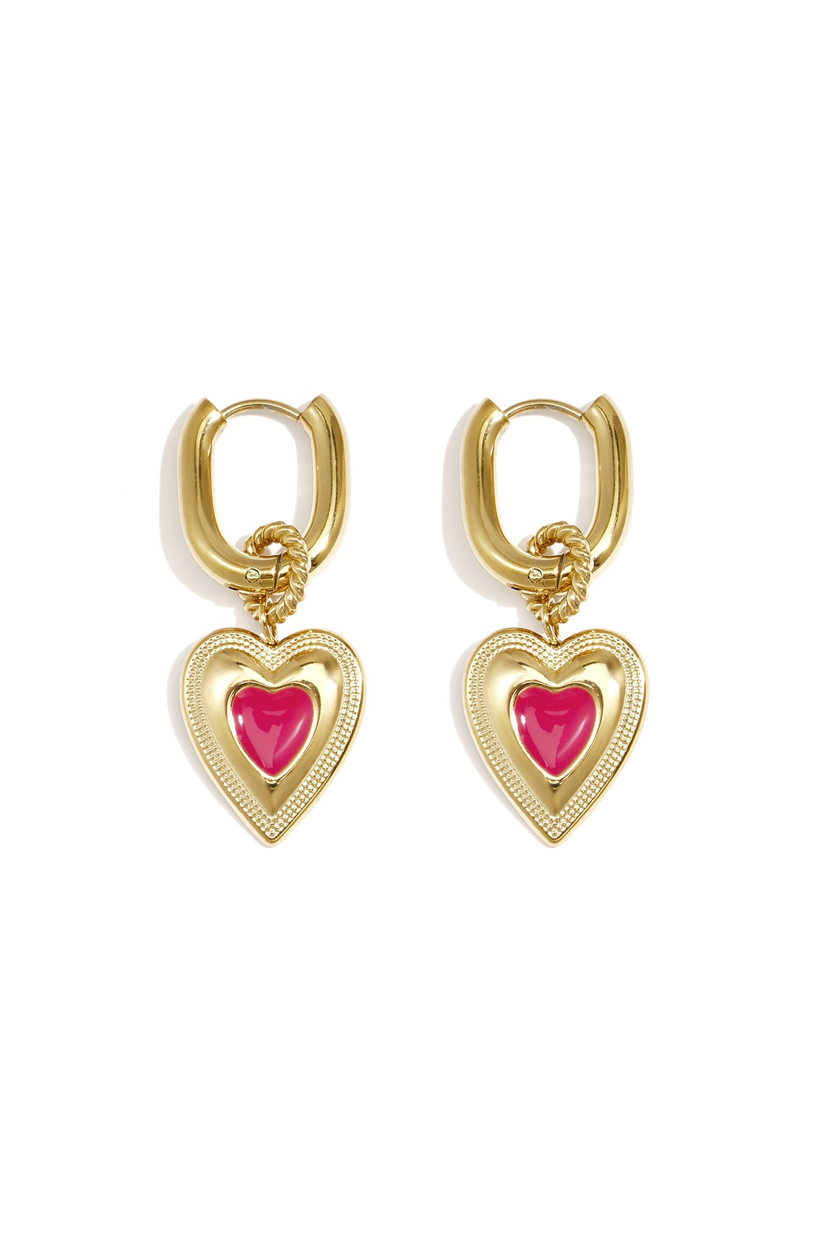 Orecchini con ciondolo a forma di cuore colorato