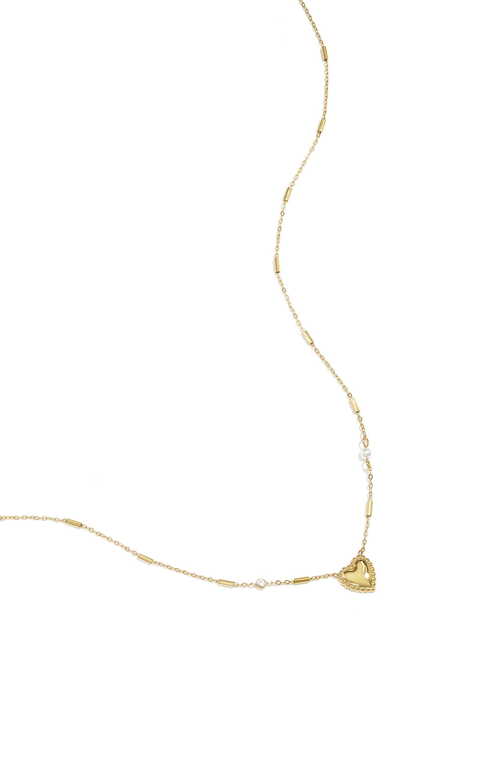 Collana con perla, pietra e cuore vistoso
