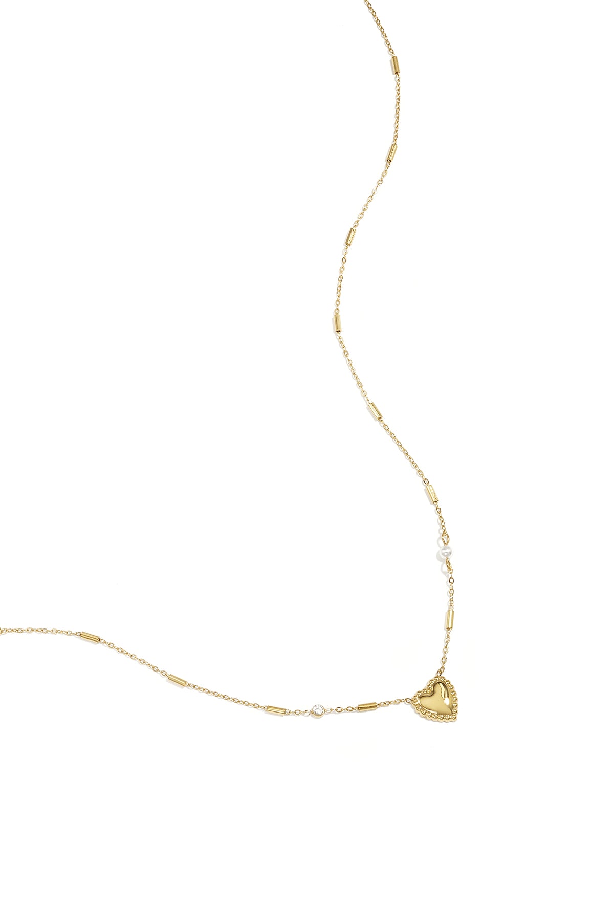 Collana con perla, pietra e cuore vistoso