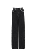 Tessuto Cotone Donna Pantaloni Dritti Strada Colore Puro