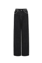 Tessuto Cotone Donna Pantaloni Dritti Strada Colore Puro