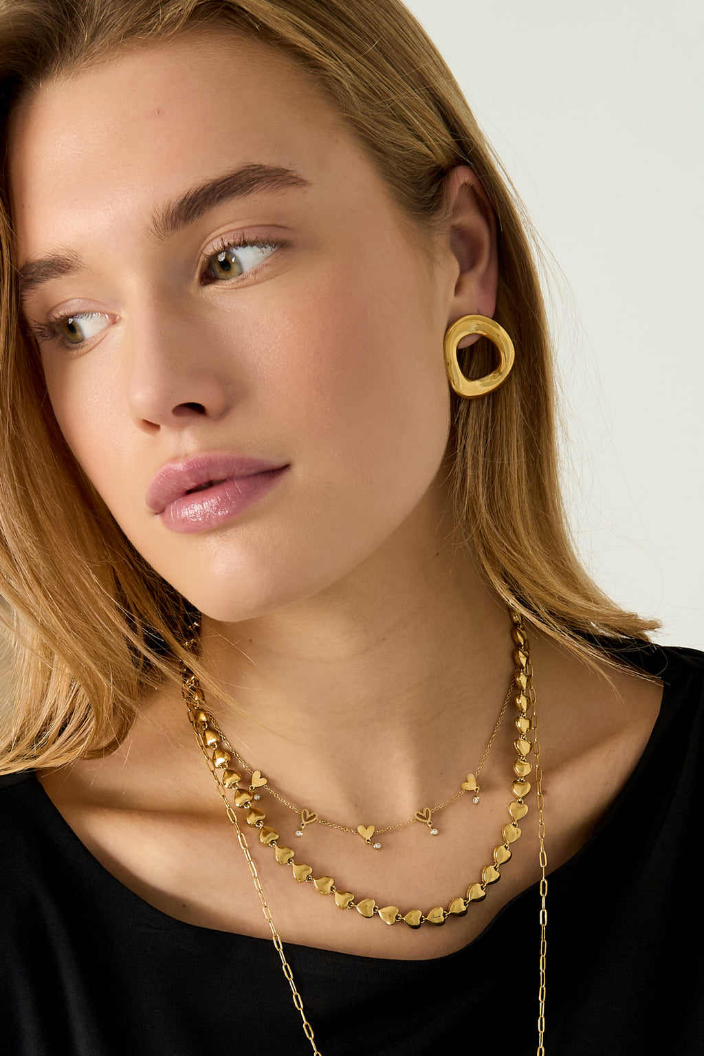 Collane a catena in acciaio inossidabile con cuore, casual, quotidiane, semplici, gioielli da donna