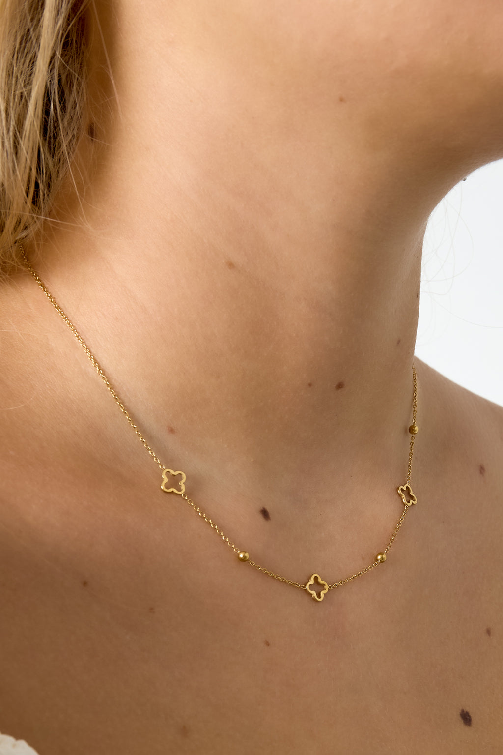 Collana trifogli aperti Gold Stainless Steel