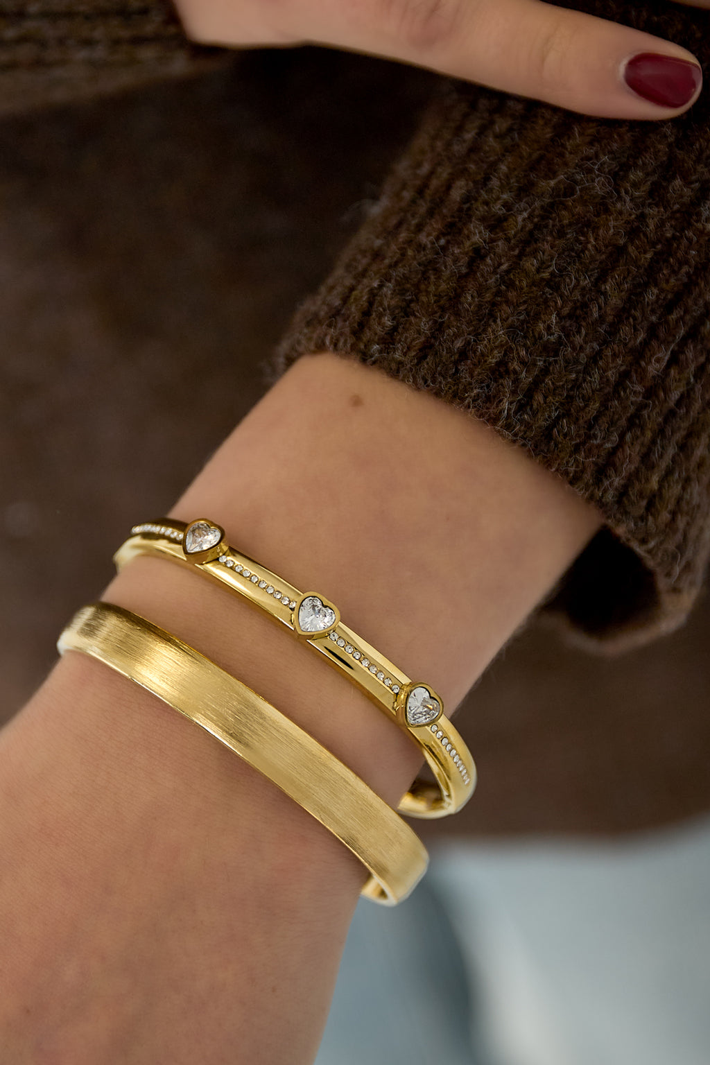 Braccialetti in acciaio inossidabile a forma di cuore, casual, quotidiani, semplici, gioielli da donna