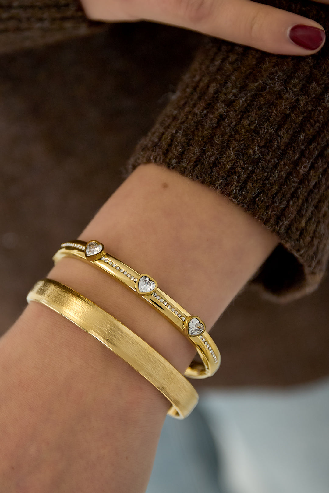 Braccialetti in acciaio inossidabile a forma di cuore, casual, quotidiani, semplici, gioielli da donna
