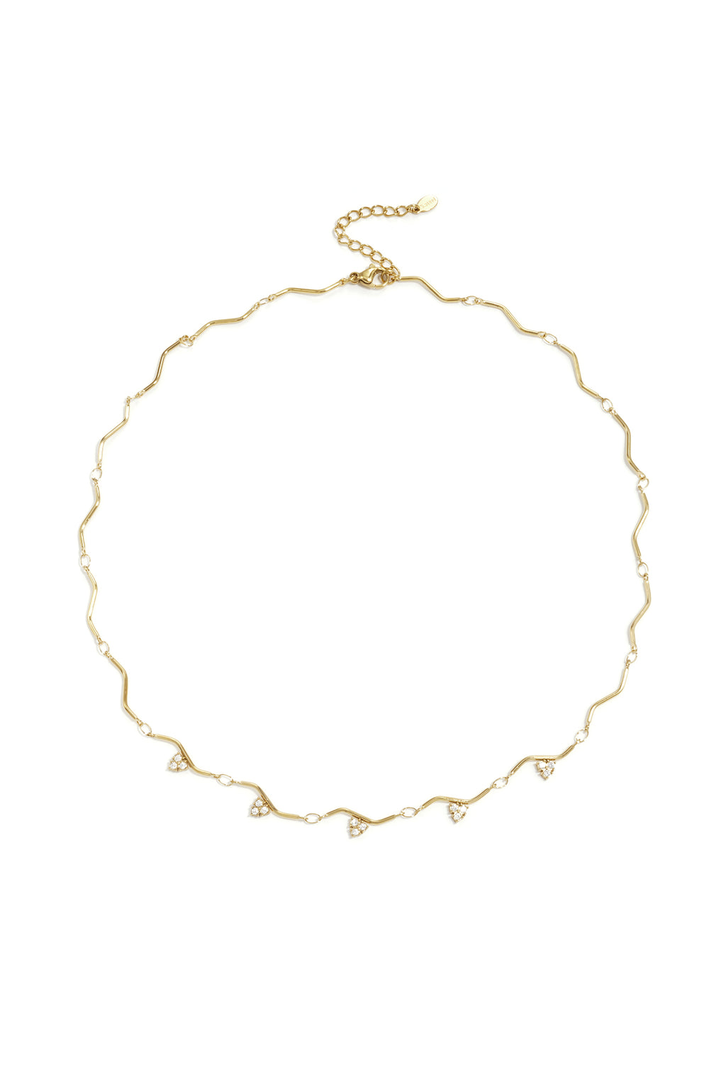 Collana con motivo a zigzag e pietre