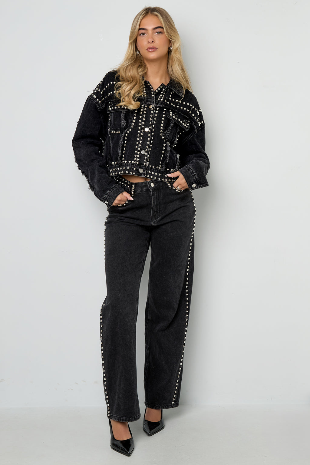 Tessuto Cotone Donna Pantaloni Dritti Strada Colore Puro