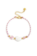 Bracciale a corda con perline a forma di conchiglia e di fiori